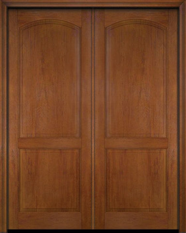 WDMA 52x96 Door (4ft4in by 8ft) Exterior Barn Mahogany 2 Raised Arch Panel Solid or Interior Double Door 4