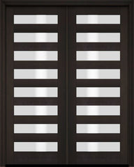 WDMA 52x96 Door (4ft4in by 8ft) Exterior Barn Mahogany Modern Slimlite Glass Shaker or Interior Double Door 2