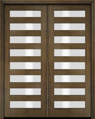 WDMA 52x96 Door (4ft4in by 8ft) Exterior Barn Mahogany Modern Slimlite Glass Shaker or Interior Double Door 3