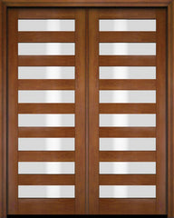WDMA 52x96 Door (4ft4in by 8ft) Exterior Barn Mahogany Modern Slimlite Glass Shaker or Interior Double Door 4