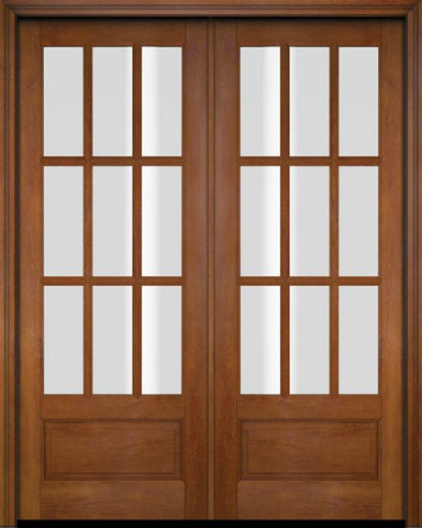 WDMA 52x96 Door (4ft4in by 8ft) Exterior Barn Mahogany 3/4 9 Lite TDL or Interior Double Door 4