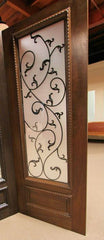 WDMA 52x96 Door (4ft4in by 8ft) Exterior Mahogany Door Two Sidelights Leaf Scrollwork Ironwork Glass 8