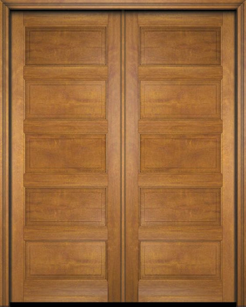 WDMA 52x96 Door (4ft4in by 8ft) Exterior Barn Mahogany 5 Raised Panel Solid or Interior Double Door 1