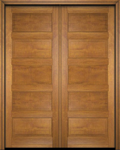 WDMA 52x96 Door (4ft4in by 8ft) Exterior Barn Mahogany 5 Raised Panel Solid or Interior Double Door 1