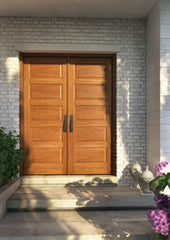 WDMA 52x96 Door (4ft4in by 8ft) Exterior Barn Mahogany 5 Raised Panel Solid or Interior Double Door 4