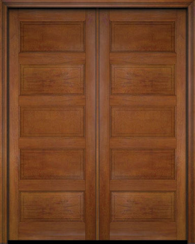WDMA 52x96 Door (4ft4in by 8ft) Exterior Barn Mahogany 5 Raised Panel Solid or Interior Double Door 5