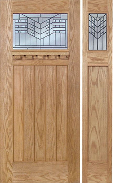 WDMA 54x80 Door (4ft6in by 6ft8in) Exterior Oak Biltmore Single Door/1side w/ E Glass 1