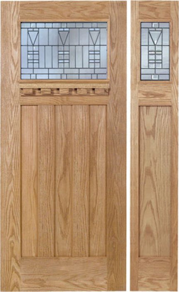 WDMA 54x80 Door (4ft6in by 6ft8in) Exterior Oak Biltmore Single Door/1side w/ B Glass 1