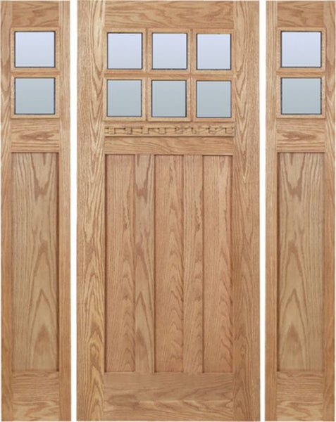 WDMA 54x80 Door (4ft6in by 6ft8in) Exterior Oak Randall Single Door/2side w/ DB Glass 1