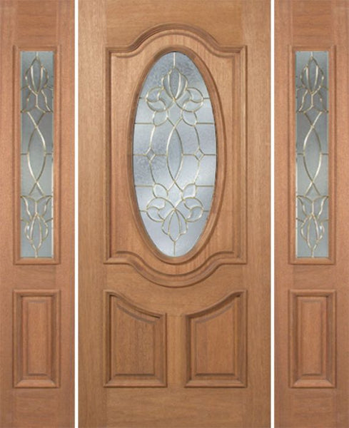 WDMA 54x80 Door (4ft6in by 6ft8in) Exterior Mahogany Carmel Single Door/2side w/ CO Glass - 6ft8in Tall 1