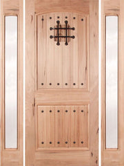 WDMA 54x80 Door (4ft6in by 6ft8in) Exterior Walnut Rustica Single Door/2side Clear Glass with Speakeasy 1