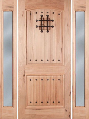 WDMA 54x80 Door (4ft6in by 6ft8in) Exterior Walnut Rustica Single Door/2side Reed Glass with Speakeasy 1