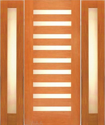 WDMA 54x80 Door (4ft6in by 6ft8in) Exterior Mahogany Contemporary Single Door with two Sidelights Laminated Glass 1