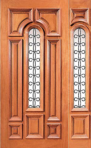 WDMA 54x80 Door (4ft6in by 6ft8in) Exterior Mahogany Insulated Center Lite House Door One Sidelight 1