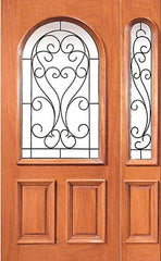 WDMA 54x80 Door (4ft6in by 6ft8in) Exterior Mahogany Radius Lite Front Door One Sidelight Ironwork 1