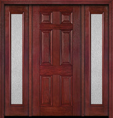 WDMA 54x80 Door (4ft6in by 6ft8in) Exterior Cherry Six Panel Single Entry Door Sidelights Full Lite Rain Glass 1