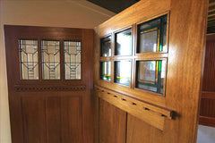 WDMA 54x80 Door (4ft6in by 6ft8in) Exterior Mahogany Craftsman Three-Lite Door and Full Lite Sidelight 3