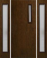 WDMA 54x80 Door (4ft6in by 6ft8in) Exterior Cherry Contemporary One Slim Vertical Lite Single Entry Door Sidelights 1