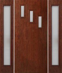 WDMA 54x80 Door (4ft6in by 6ft8in) Exterior Cherry Contemporary Modern 3 Lite Single Entry Door Sidelights FC513 1