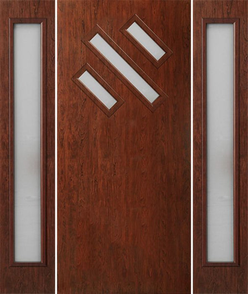 WDMA 54x80 Door (4ft6in by 6ft8in) Exterior Cherry Contemporary Modern 3 Lite Single Entry Door Sidelights FC534 1