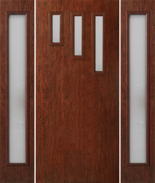 WDMA 54x80 Door (4ft6in by 6ft8in) Exterior Cherry Contemporary Modern 3 Lite Single Entry Door Sidelights FC532 1