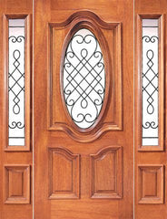 WDMA 54x80 Door (4ft6in by 6ft8in) Exterior Mahogany Oval Door Two Sidelights Ironwork 1