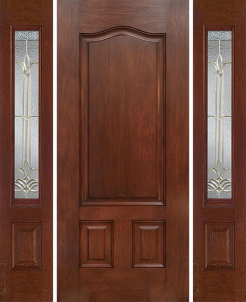WDMA 54x80 Door (4ft6in by 6ft8in) Exterior Mahogany Three Panel Single Entry Door Sidelights BT Glass 1