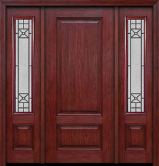 WDMA 54x80 Door (4ft6in by 6ft8in) Exterior Cherry Two Panel Single Entry Door Sidelights Courtyard Glass 1