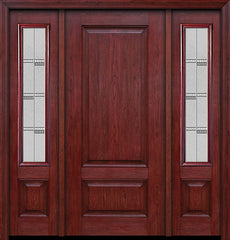 WDMA 54x80 Door (4ft6in by 6ft8in) Exterior Cherry Two Panel Single Entry Door Sidelights Crosswalk Glass 1