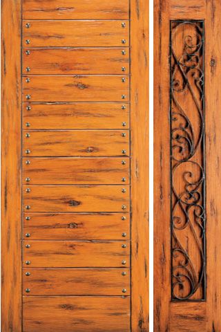 WDMA 54x80 Door (4ft6in by 6ft8in) Exterior Knotty Alder Door with One Sidelight Flush 1