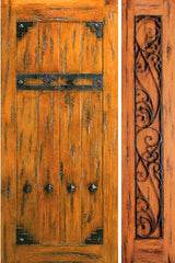 WDMA 54x80 Door (4ft6in by 6ft8in) Exterior Knotty Alder Prehung Door with One Sidelight Clavos 1