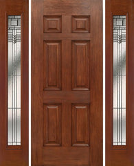 WDMA 54x80 Door (4ft6in by 6ft8in) Exterior Mahogany Six Panel Single Entry Door Sidelights Full Lite KP Glass 1