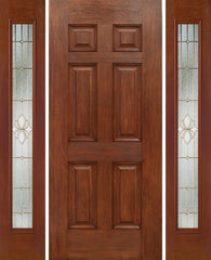 WDMA 54x80 Door (4ft6in by 6ft8in) Exterior Mahogany Six Panel Single Entry Door Sidelights Full Lite HM Glass 1