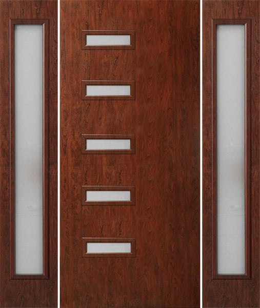 WDMA 54x80 Door (4ft6in by 6ft8in) Exterior Cherry Contemporary Modern 5 Lite Single Entry Door Sidelights FC595 1