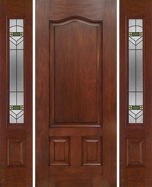 WDMA 54x80 Door (4ft6in by 6ft8in) Exterior Mahogany Three Panel Single Entry Door Sidelights GR Glass 1