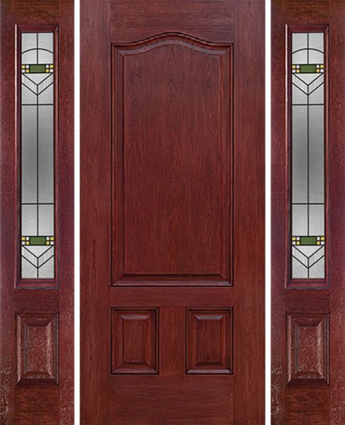 WDMA 54x80 Door (4ft6in by 6ft8in) Exterior Cherry Three Panel Single Entry Door Sidelights GR Glass 1