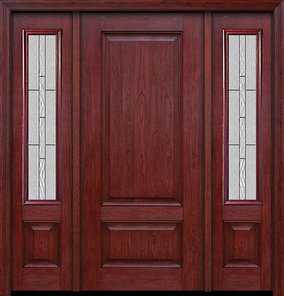 WDMA 54x80 Door (4ft6in by 6ft8in) Exterior Cherry Two Panel Single Entry Door Sidelights Waterside Glass 1