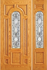 WDMA 54x80 Door (4ft6in by 6ft8in) Exterior Mahogany Pre-hung Center Arch Lite Entry One Sidelight Door 1