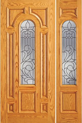 WDMA 54x80 Door (4ft6in by 6ft8in) Exterior Mahogany Pre-hung Center Arch Lite Entry Door with One Sidelight 1