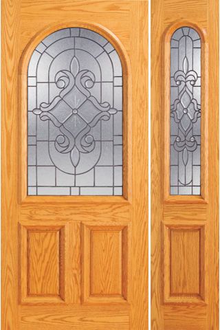 WDMA 54x80 Door (4ft6in by 6ft8in) Exterior Mahogany Radius Li Entry One Sidelight Door 1