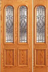 WDMA 54x80 Door (4ft6in by 6ft8in) Exterior Mahogany Arch Twin Lite House One Sidelight Glass Door 1