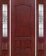 WDMA 54x80 Door (4ft6in by 6ft8in) Exterior Cherry Three Panel Single Entry Door Sidelights CD Glass 1