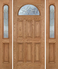 WDMA 54x80 Door (4ft6in by 6ft8in) Exterior Oak Merritt Single Door/2side w/ C Glass 1