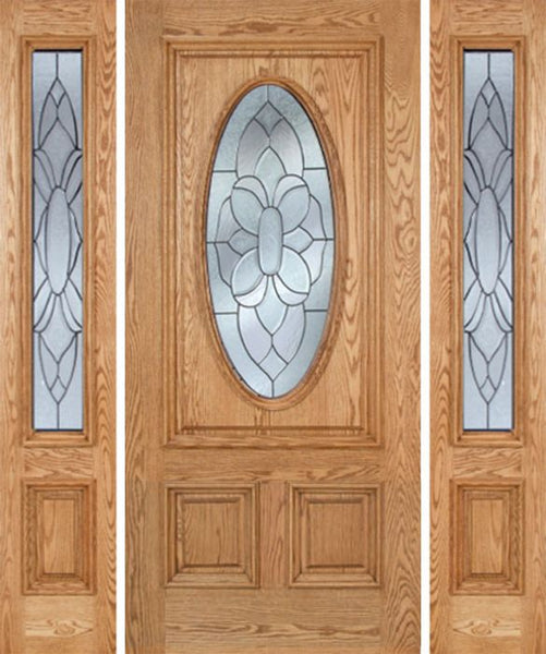 WDMA 54x80 Door (4ft6in by 6ft8in) Exterior Oak Watson Single Door/2side w/ BO Glass 1