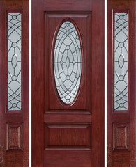WDMA 54x80 Door (4ft6in by 6ft8in) Exterior Cherry Oval Two Panel Single Entry Door Sidelights EE Glass 1