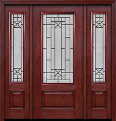 WDMA 54x80 Door (4ft6in by 6ft8in) Exterior Cherry 3/4 Lite 1 Panel Single Entry Door Sidelights Courtyard Glass 1