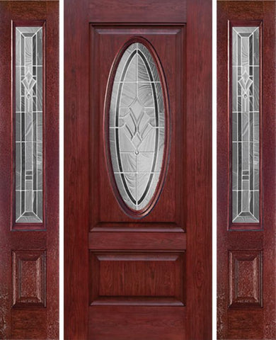 WDMA 54x80 Door (4ft6in by 6ft8in) Exterior Cherry Oval Two Panel Single Entry Door Sidelights RA Glass 1