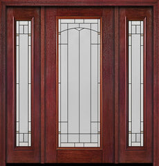 WDMA 54x80 Door (4ft6in by 6ft8in) Exterior Cherry Full Lite Single Entry Door Sidelights Topaz Glass 1