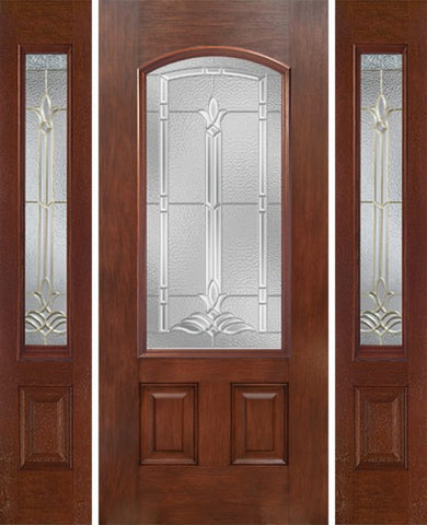 WDMA 54x80 Door (4ft6in by 6ft8in) Exterior Mahogany Camber 3/4 Lite Single Entry Door Sidelights BT Glass 1
