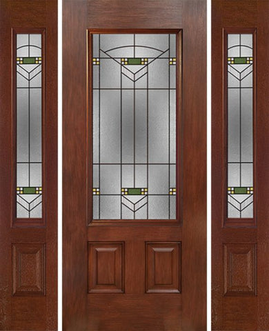 WDMA 54x80 Door (4ft6in by 6ft8in) Exterior Mahogany 3/4 Lite Single Entry Door Sidelights GR Glass 1